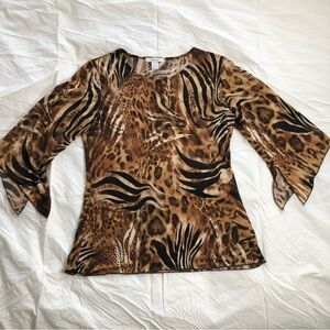 DRESSBARN Animal Print Stretchy Top Medium